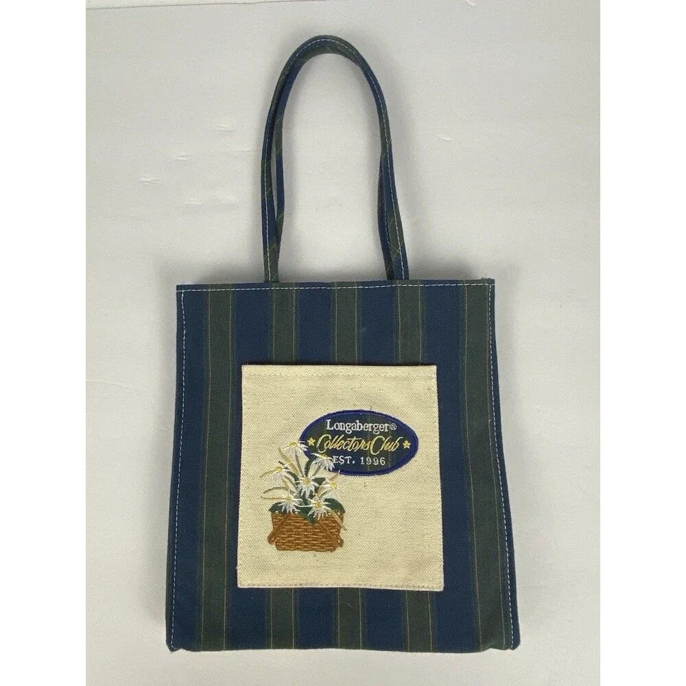 VINTAGE Longaberger Collectors Club 1996 Tote Bag Embroidered Pocket Homestead